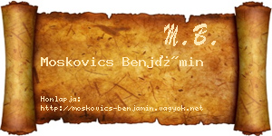 Moskovics Benjámin névjegykártya