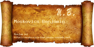 Moskovics Benjámin névjegykártya